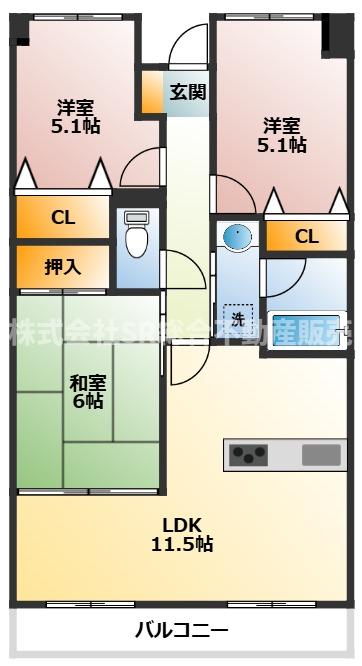 振分けタイプで使いやすい間取りです！ ※実際は反転してます