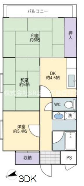 角部屋の3DKで使いやすい間取りですよね♪