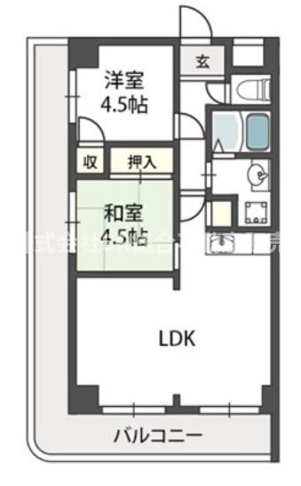 2LDKで広めのL字型バルコニーが気持ちいいです♪