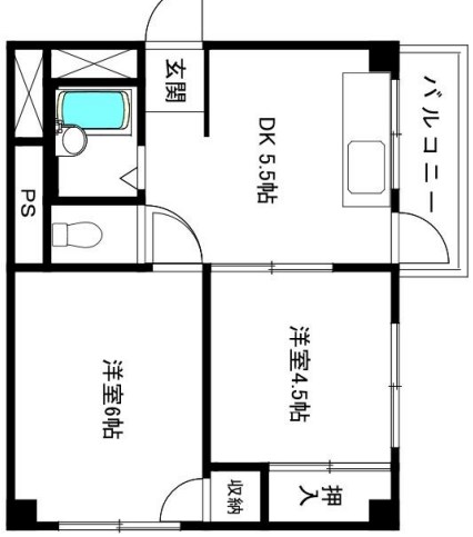 オールフローリングの２DK！